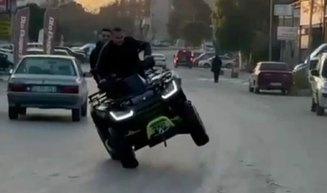 mir'in Bornova ilçesinde arkasında yolcu varken ATV ile drift yapıp