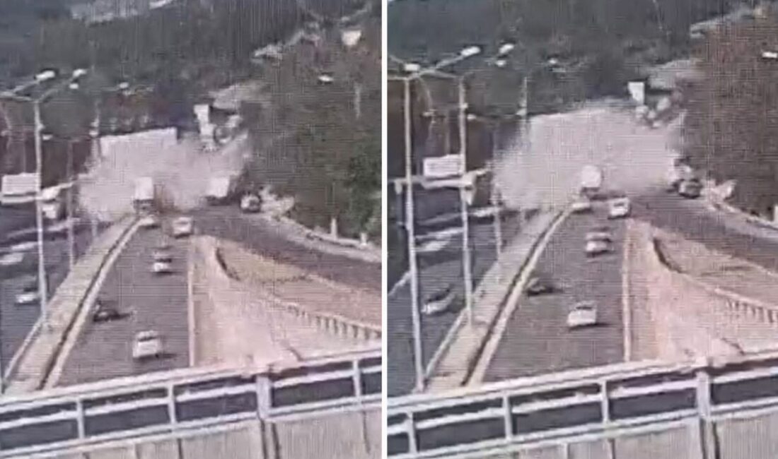 İzmir Bornova'da kontrolden çıkan bir tırın karşı şeride geçerek polis